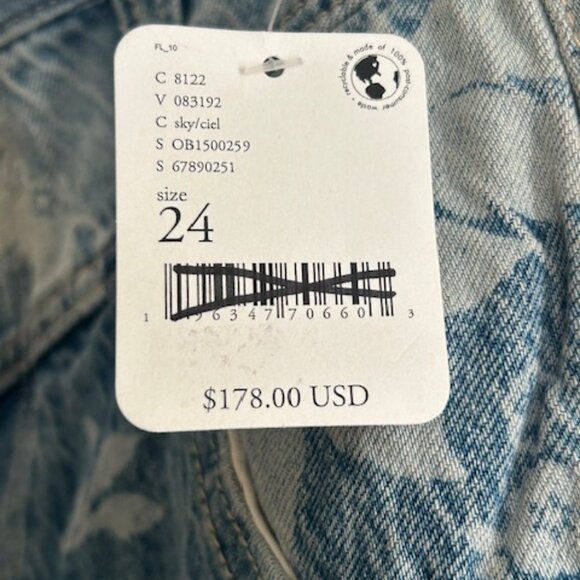 We The Free FP Blue Sky Yoke Floral Naomi Printed Slim Flare Mid Rise Jeans NWT - Picture 8 of 16